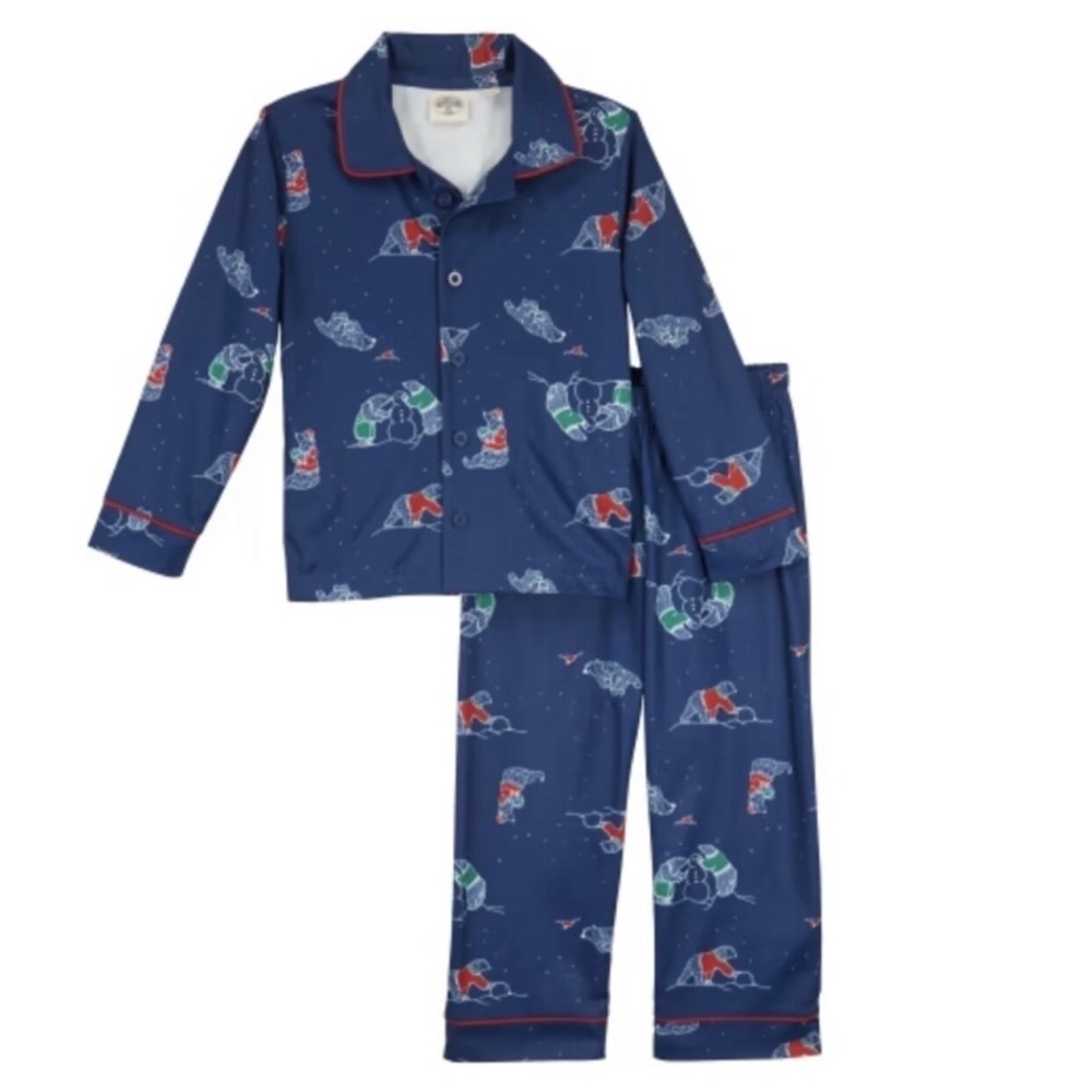 Outdoor Kids Holiday Bear and Snowmen Long-Sleeve Pajamas Set